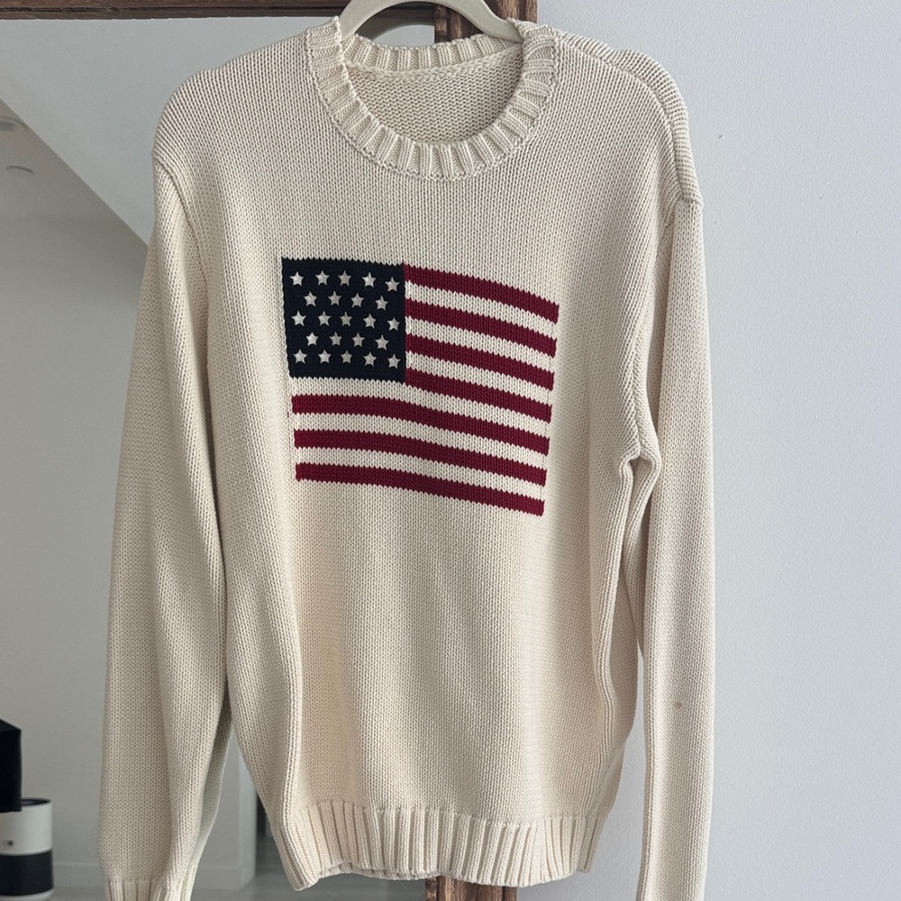 Brandy Melville Crewneck Sweater with Flag Knit